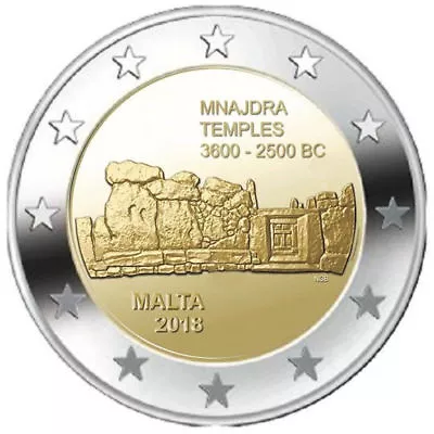 2018 Malta € 2 Euro Uncirculated UNC Coin UNESCO World Heritage: Mnajdra Temples • $8.95