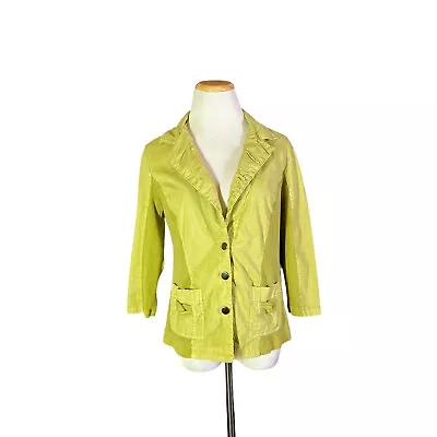 Zenergy By Chico's Size 0 (S) Green Lightweight Blazer Jacket Ribbed Side Panels • $13.49