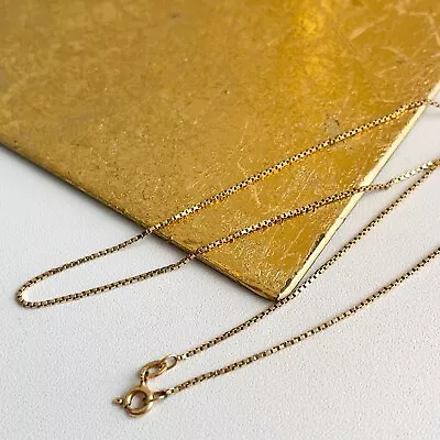 Estate 14KT Yellow Gold Box 1.1mm Link Style Necklace Chain 15.5  Length • $239.99