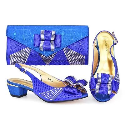 Wedding Italian Shoe And Bag Sets Ladies Shoes With Matching Rhinestones Party • $98.99