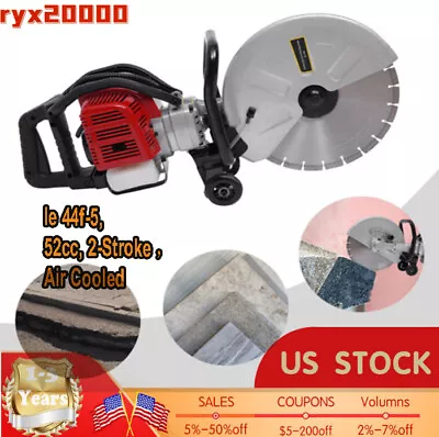 Gas Concrete Cut Off Saw 2 Stroke 52 CC Cement Masonry Wet Dry Saw Cutter+Blade • $242.25