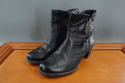 Mephisto Mobils Shoes Womens Size 8.5 Black Leather Pull On Casual Ankle Bootie • $49.84