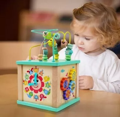 £16.50 • Buy 5 In 1Baby Wooden Activity Cube Toys For 1 2 3 Year Old Boy Girl Toys Gift