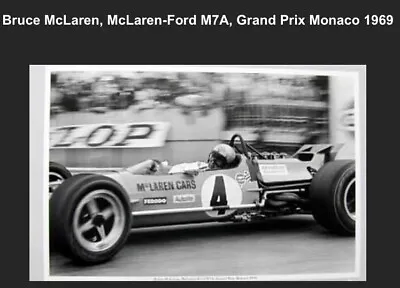 Bruce Mclaren- Mclaren Ford M7A Grand Prix Monaco 1969 Car Poster WOW! Own It! • $15