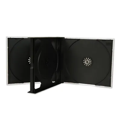 1 X 4 Way CD Jewel Case Cases Holds 4 Discs Clear/Black Tray • £3.39