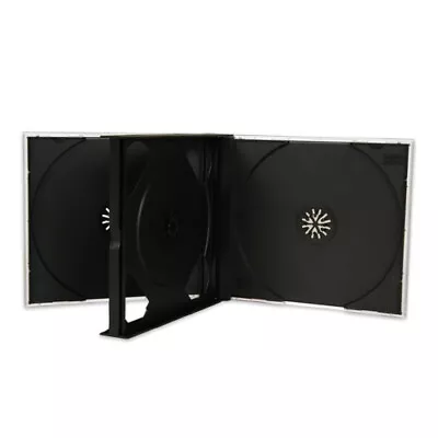 5 X 4 Way CD Jewel Case Cases Holds 4 Discs Clear/Black Tray • £8.49