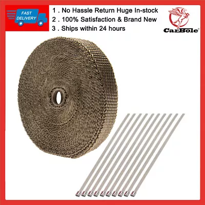 1PC Titanium Exhaust Header Heat Wrap Tape 1 X50' Roll Stainless Steel Universal • $14.65