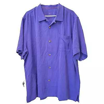 Tommy Bahama Hawaiian Silk Camp Shirt Mens XL Deep Lavender Purple Floral • $22