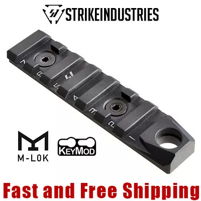 Strike Industries LINK 7-Slot Rail Section W/QD Socket Fit KeyMod & M-LOK -Black • $27.95