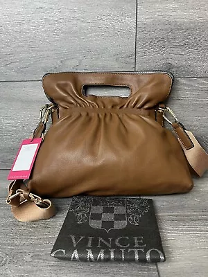 Vince Camuto Convertible Large Leather Clutch - Yara Brown Color • $129