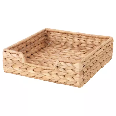 Handmade Square Napkin Holder Water Hyacinth Kitchen Dining Room Portable Tray • £15.87