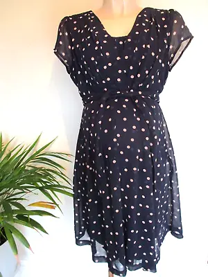 Seraphine Maternity & Nursing Navy Spot Formal Occasion Chiffon Dress Size 8 • £25.50