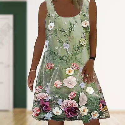 Vest Dress Floral Print Vintage Floral Print Large Hem Vest Dress Summer Autumn • $22.51