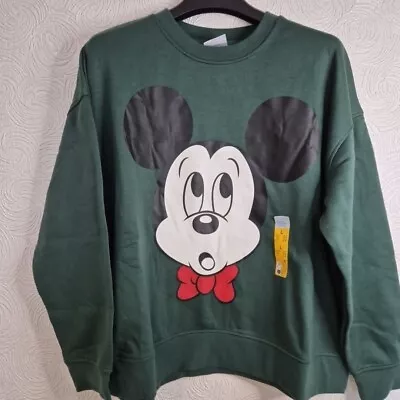 Primark Disney Mickey Mouse Womens Ladies Sweatshirt Green Sweater Size L • £19.99