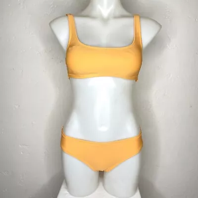 J. Crew Womens Small Soft Orange Scoop Neck 2 Piece Bikini Swimsuit Set • $34.98