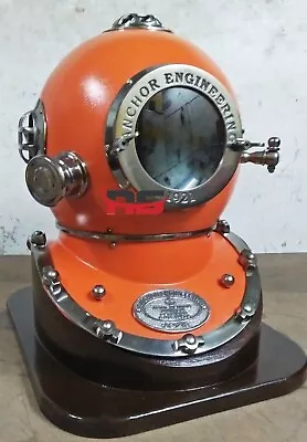 Antique Mark V Orange Diving Helmet US Navy Marine Scuba Divers Helmet  W/Base • $185