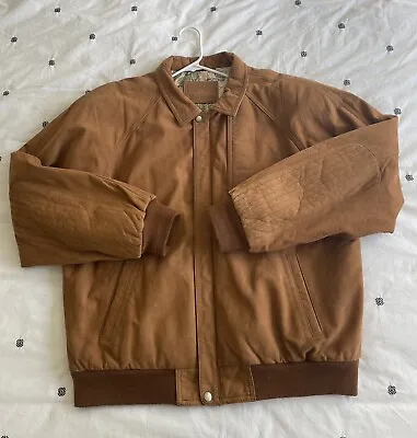 Vintage Marlboro Jacket Mens L Tan Brown Suede Leather Bomber 90s Butter #0033 • $150