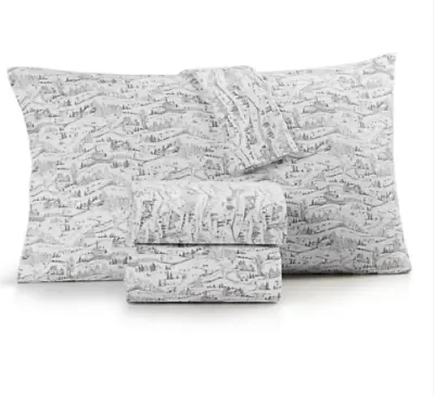 Martha Stewart Christmas Macy’s Flannel Sheets Twin Grey & White Winter Scene • $39