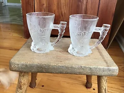 VINTAGE 1993 McDonald's 2 FLINSTONES Cups Mugs Frosted Glasses -Yabba Dabba Doo! • $8