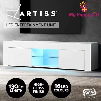 $113.13 • Buy Artiss TV Cabinet Entertainment Unit Stand RGB LED Gloss Furniture 130cm White