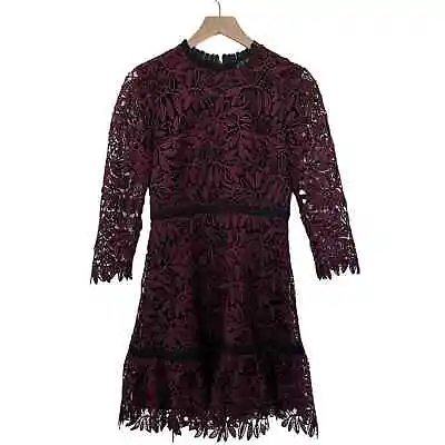 Anthropologie Shoshanna Layla Mulberry Lace A-Line Dress Party Cocktail Size 2P • $65