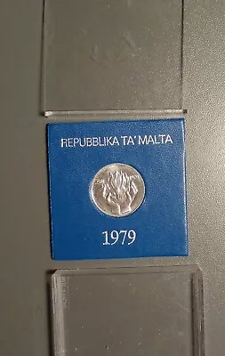 1979 Malta 1 Pound Sterling Proof Contains .1683 Oz Pure Silver Hazy Toning • $28.95