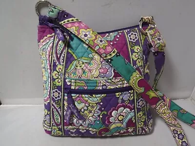 GA10 VERA BRADLEY Purple Paisley Original Hipster Floral Over The Shoulder Bag • $14.99