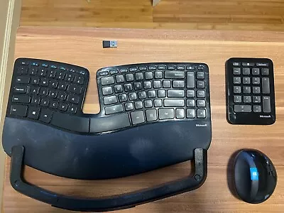 Microsoft Sculpt Ergonomic Wireless Keyboard Mouse Number Pad & USB Dongle • $20.50