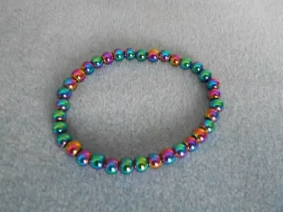 Handmade Stretchy Rainbow Hematite  Bracelet 16cm With Organza Bag  • £6.95