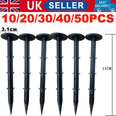 Plastic Garden Lawn Stakes Anchors Landscape Ground Nail 110mm/4.3-inch Black • £6.71