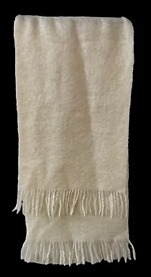 Vintage Mohair Ivory Fringed Scarf Wrap Shawl 17 X 70 • $24.99