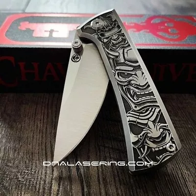Chaves Knives Relief Engraved RCK9 With Triple Japanese Devil Mask Design - M390 • $479