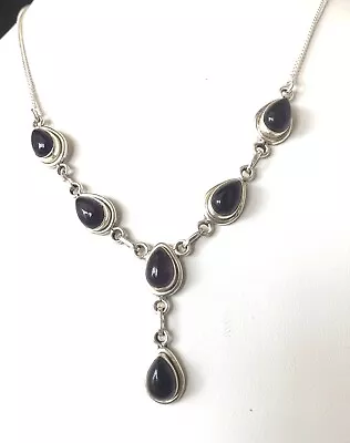 Vintage Dark Amethyst Sterling Silver Necklace • $26.50