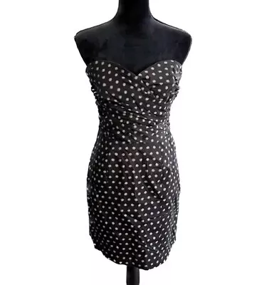 H&M Women's Cocktail Party Strapless Dress Polka Dot Black Size 10 • $15