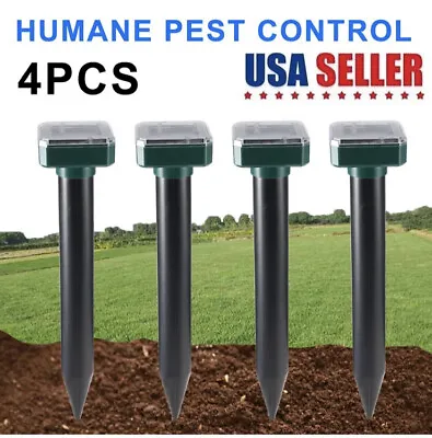 4 Pack Solar Mole Repellent Outdoor Ultrasonic Gopher Control Spikes • $14.99