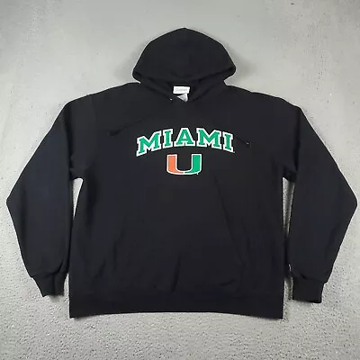 Champion Miami Hurricanes UM Sweater Men XL Black Pullover Hoodie Sweatshirt • $26.05