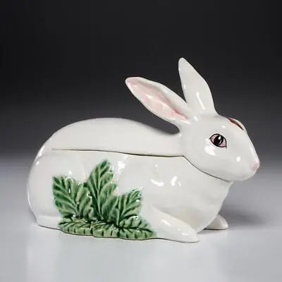 Bordalo Pinheiro Portugal Majolica Bunny Easter Spring Rabbit Tureen 12  Vintage • $120