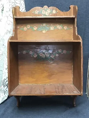 Mid Century Modern Retro Wood Display Shelf Flower Decals Vintage • $59