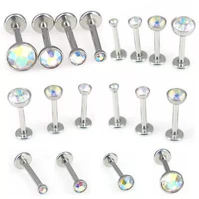 AB Crystal Push Pin Nose Ring Stud Earring Helix 18G 16G 2-4mm Rings Threadless • $5.97