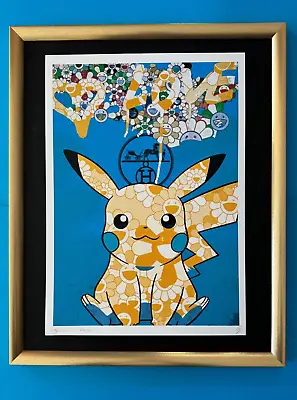 DEATH NYC Hand Signed LARGE Print COA Framed 16x20in Pikachu Murakami Hermes @ • $250