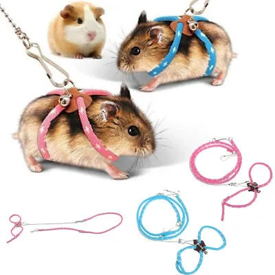 £3.61 • Buy Pet Hamster Leash Adjustable Rat Ferret Squirrel Mouse Harness Lead Rope LeaFU