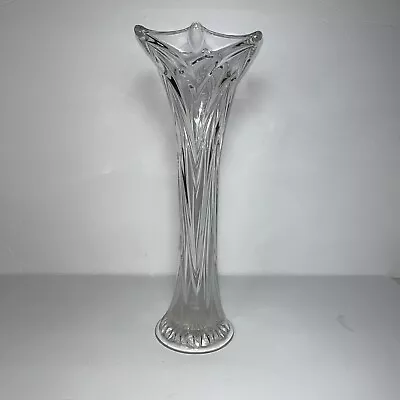 Vintage Mid Century Clear  Glass Art Glass Vase  14” 5 Points • $18