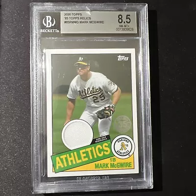 2020 Topps Baseball 1985 Mark McGwire Relic Oakland Athletics Graded Beckett 8.5 • $50