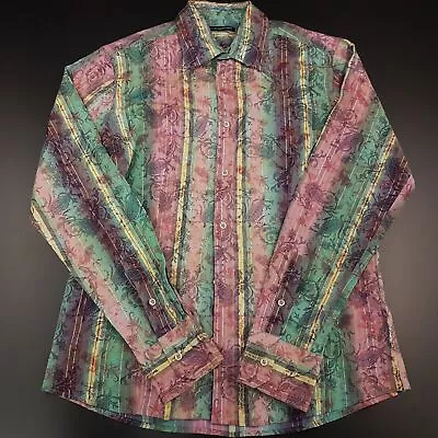 Crazy Hippie Shirt SMALL Long Sleeve Paisley Funky Abstract Mens DAVID MAYER • £19.95