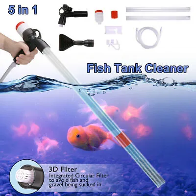£10.19 • Buy 5 In1 Fish Tank Gravel Cleaner Kit Pump Siphon Water Vacuum Aquarium Cleaning UK