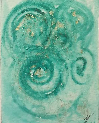 Aceo Watercolour Abstract Green Design By Yvette New Work For 2023 Original  • £3