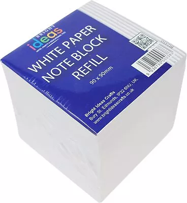 Bright Ideas White Paper Note Block Refill White 9cm X 9cm Sheet Cube Note Bo • £7.29