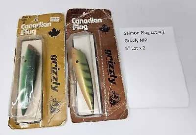 Vintage Made In Canada GRIZZLY Jplug Salmon Trolling Plug Lot Of 2 (5  X 2) • $20