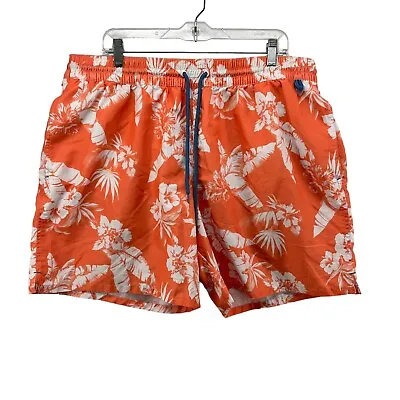 Merona Mens Size XXL Orange Floral 100% Polyester Swim Shorts • $11.90