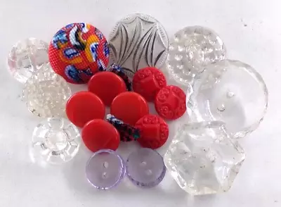 Vintage Glass ButtonsArt Deco Imitating Fabricetc. Lot Of 17 • $3.49